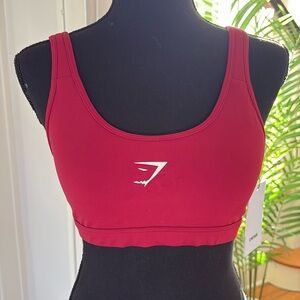 NWT GYMSHARK Training Low Support Sports Bra Small Burgundy Red New with Tags